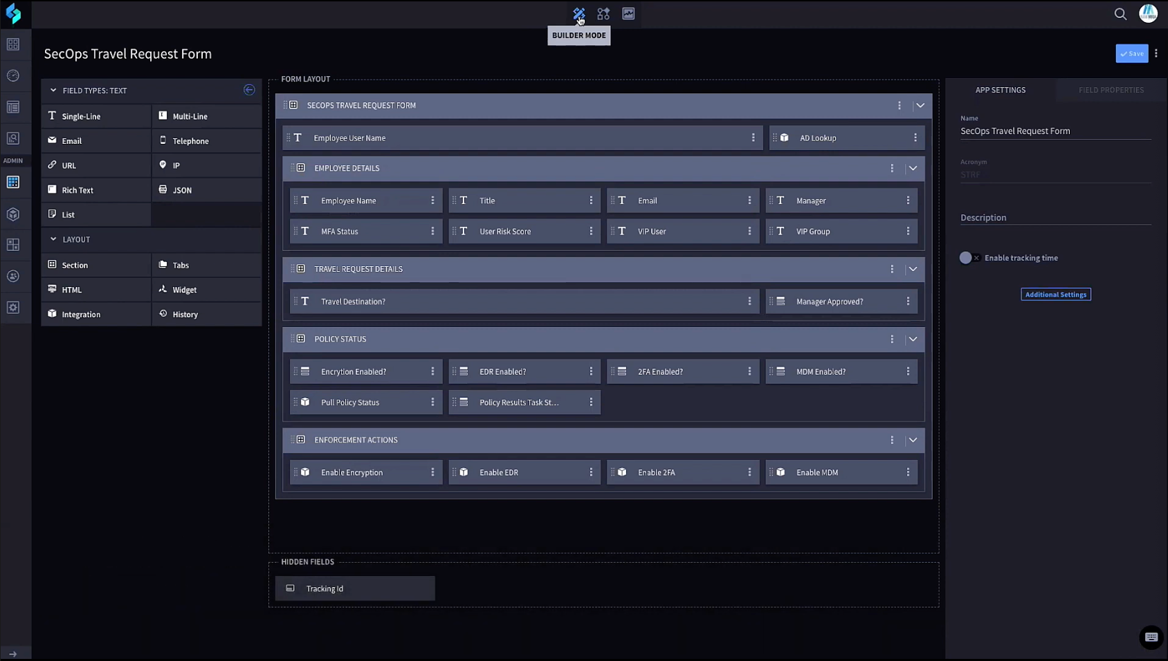 Template builder in Swimlane